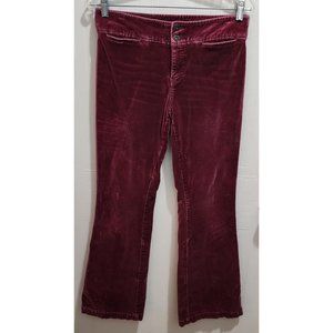 Express Jeans Women's Stretch Flare Leg Pants Berry Color Velvet Size 7/8